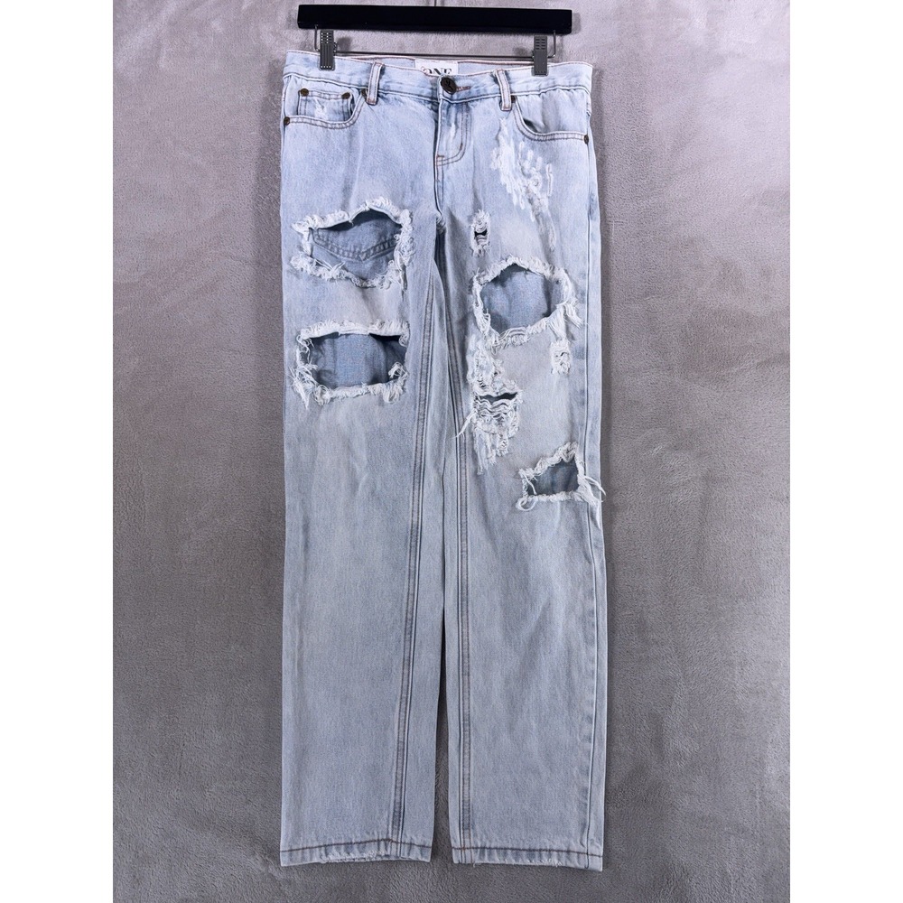 One Teaspoon Awesome Baggies Jeans Womens 25x28 Light Wash Distressed Baggy